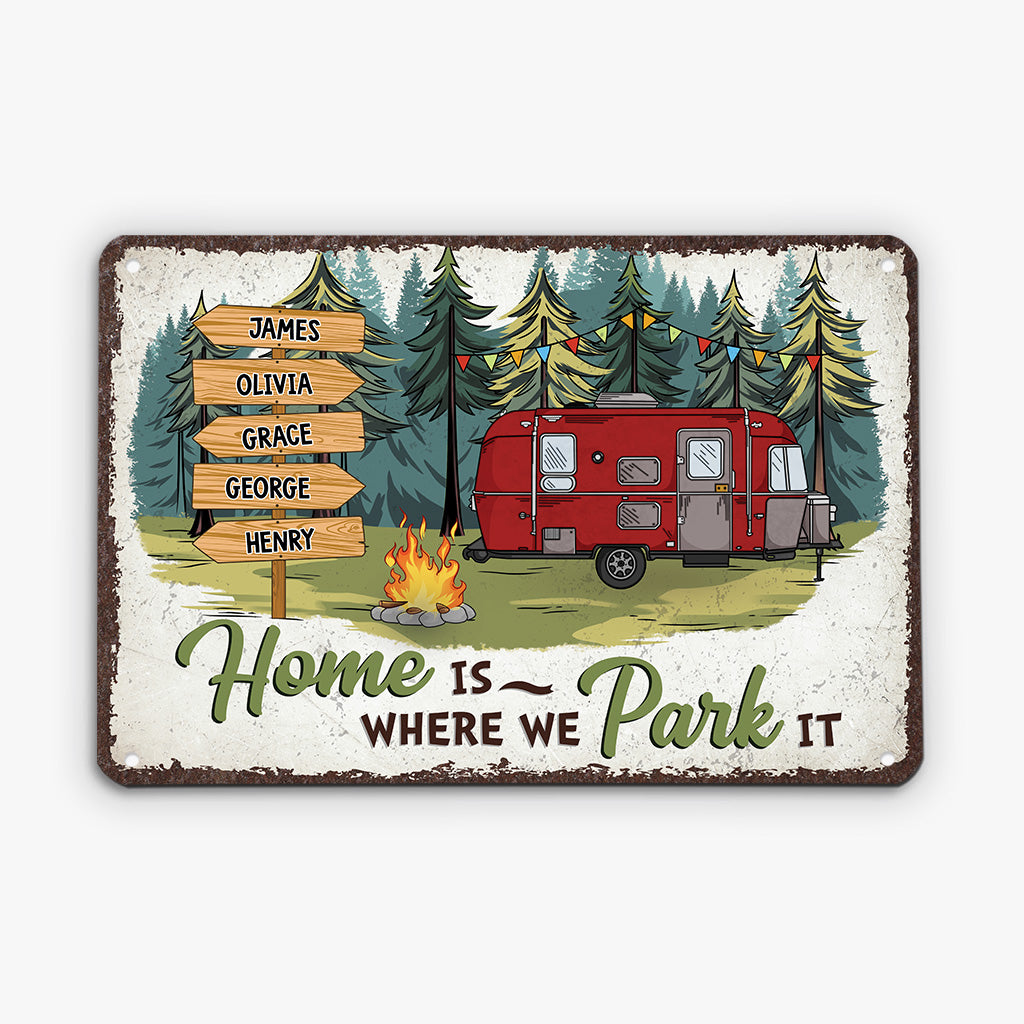 2646EUK1 home is where we park it custom metal signs uk for family