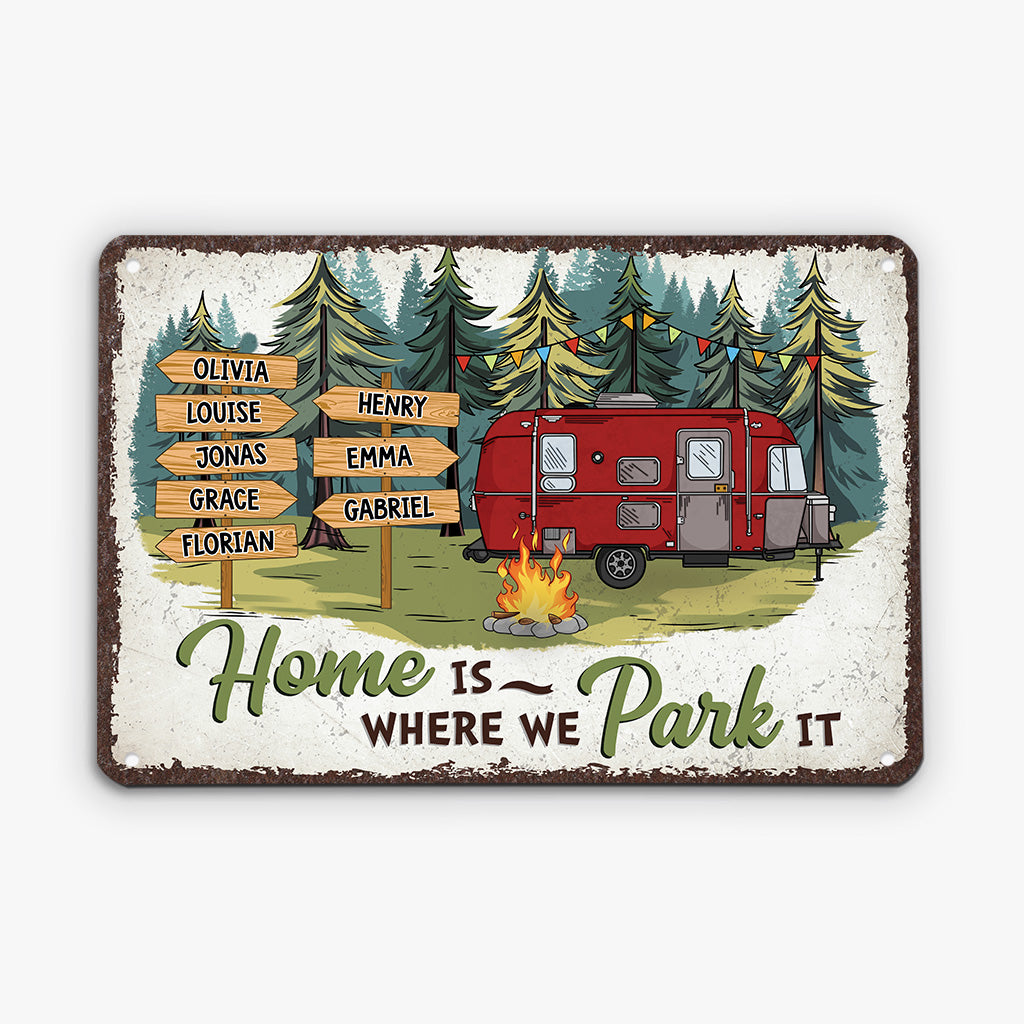 2646EUK2 home is where we park it custom metal signs uk for family