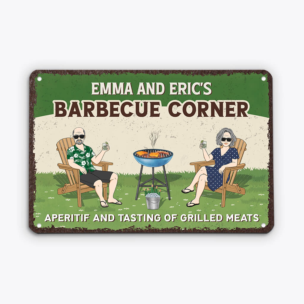 2649EUK1 barbecue corner personalised aluminum metal signs for family
