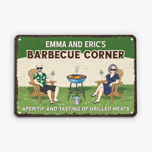 2649EUK1 barbecue corner personalised aluminum metal signs for family