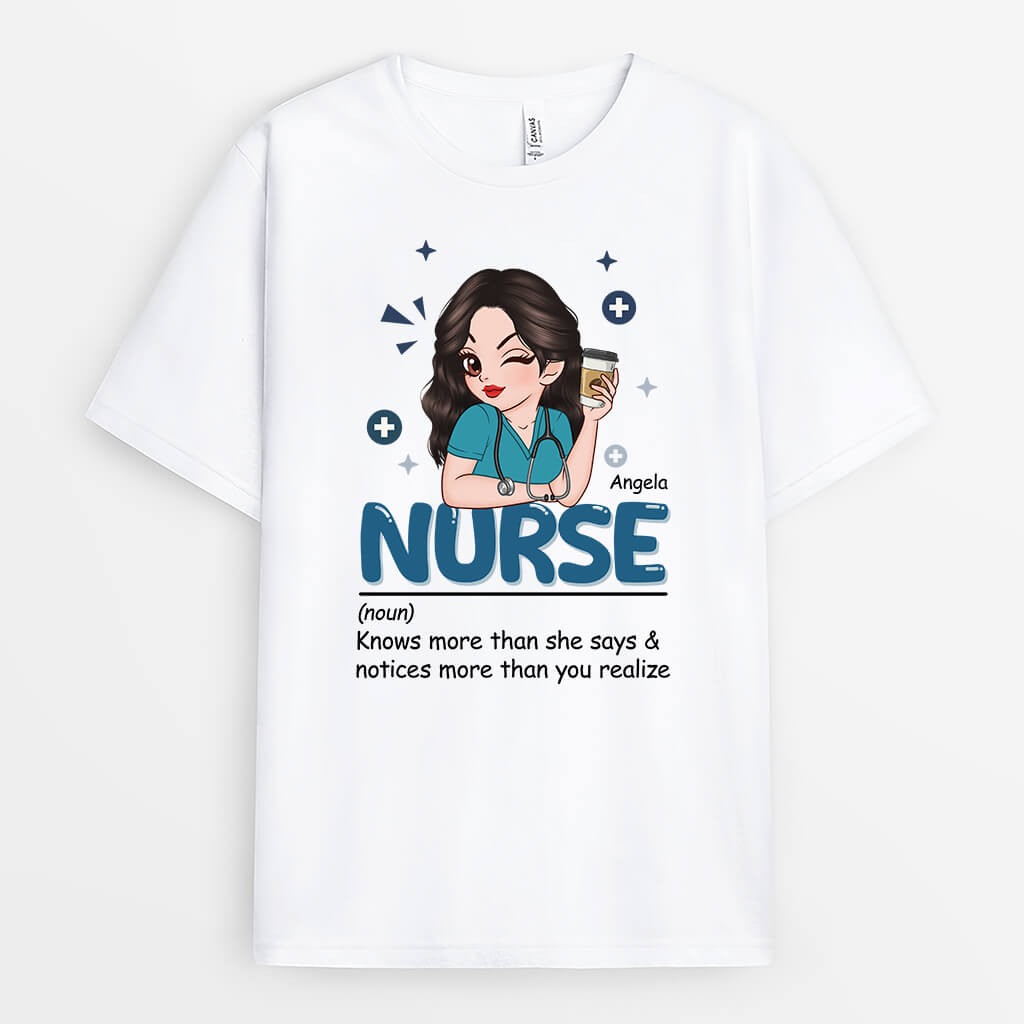 2656AUK1 nurse knows more than she says customised t shirts for her