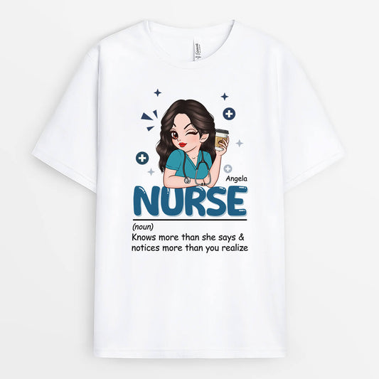 2656AUK1 nurse knows more than she says customised t shirts for her