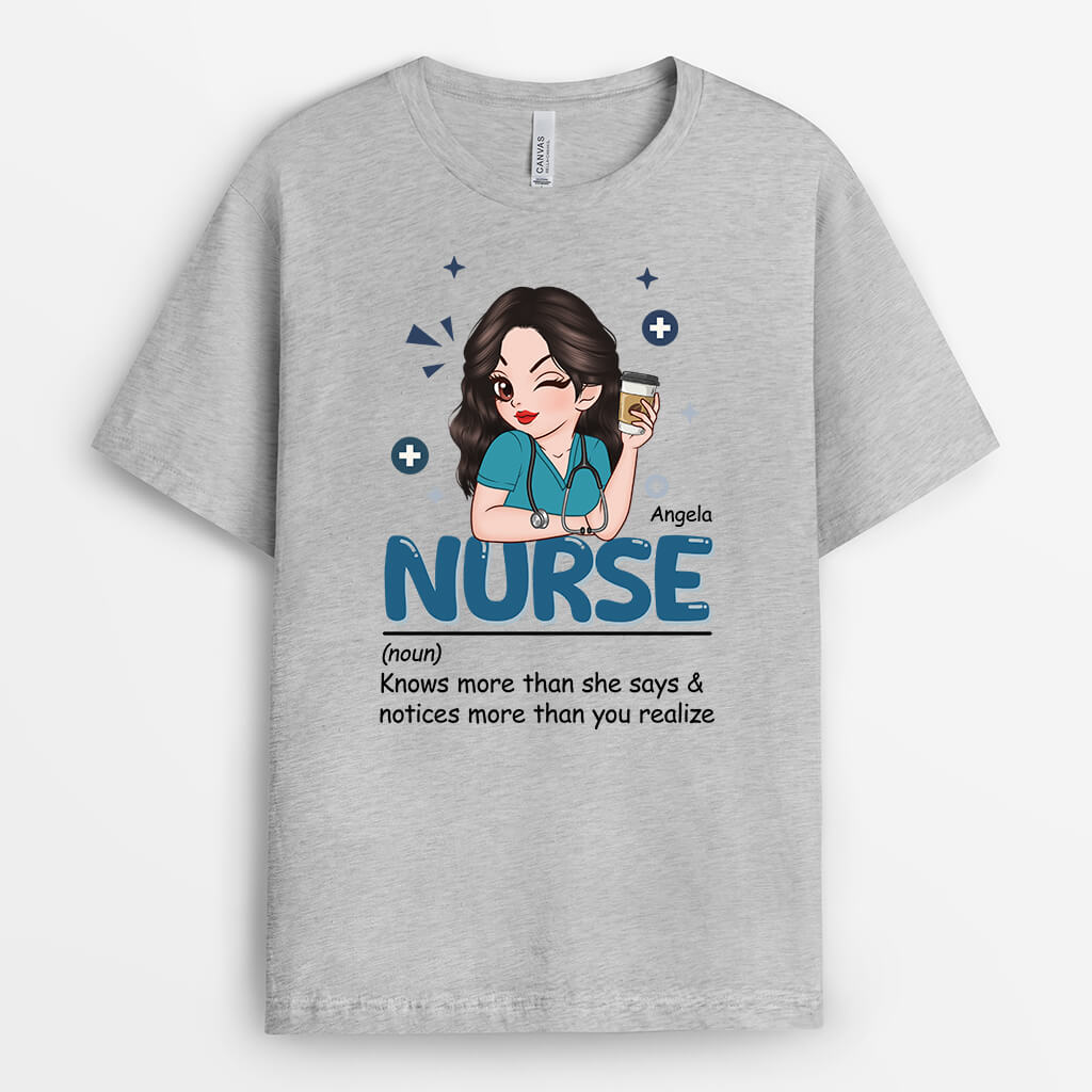 2656AUK2 nurse knows more than she says customised t shirts for her