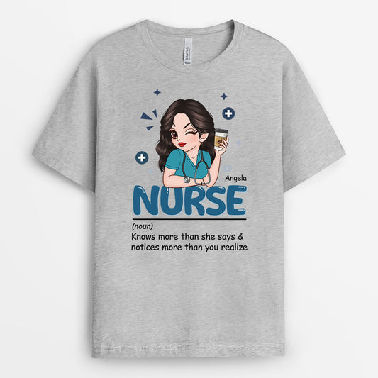 2656AUK2 nurse knows more than she says customised t shirts for her