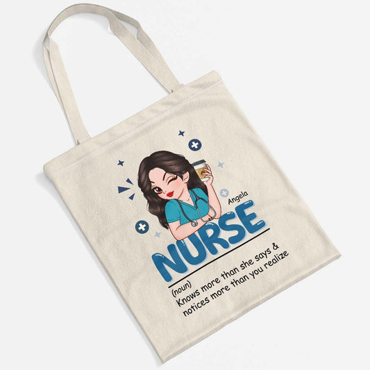 2656BUK2 nurse knows more than she says custom tote bags for her