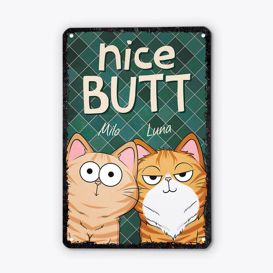 2657EUK1 nice butt cats custom metal signs uk for cat lovers