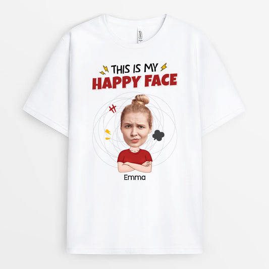 2661AUK1 this is my happy face funny personalised printed t shirts for women