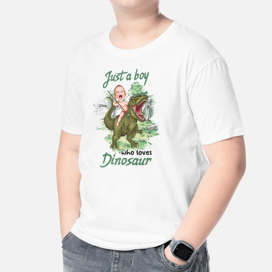 2663AUK2 just a boy who loves dinosaur custom kids t shirt