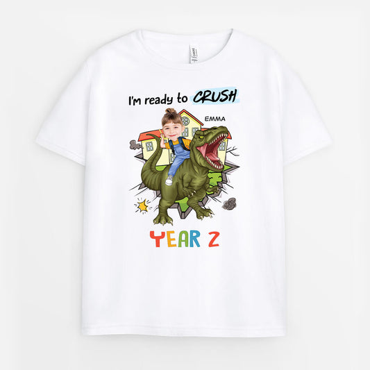 2664AUK1 im ready to crush nursery dinosaur theme custom childrens t shirt printing