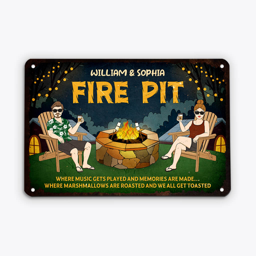 2665EUK1 fire pit funny custom design metal signs for couple