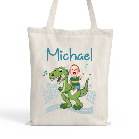2671BUK1 personalised dinosaur tote bag with name for kids 2671b6f5k