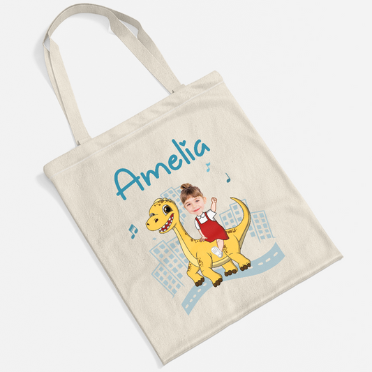 2671BUK2 personalised dinosaur tote bag with name for kids 2671b6f5k