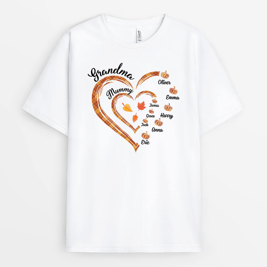 2693AUK1 mums heart with pumpkins t shirt customized gifts for autumn