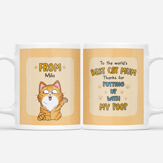 2694MUK1 to best cat dad thanks for putting up with my poop mug custom mugs uk for cat lovers