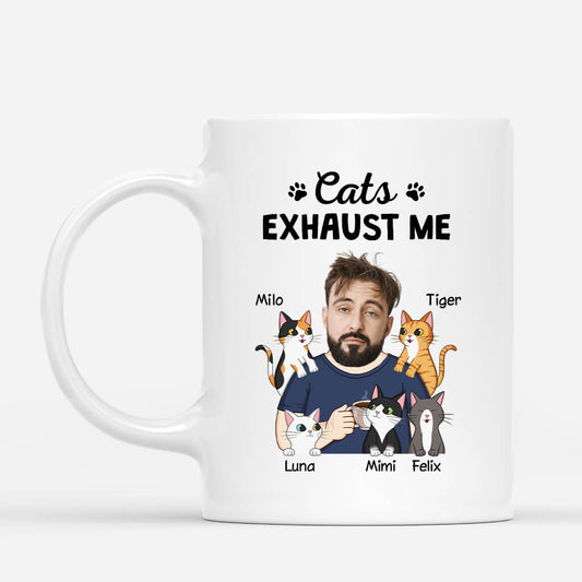 2706MUK1 cats exhaust me funny personalised mugs for cat lovers