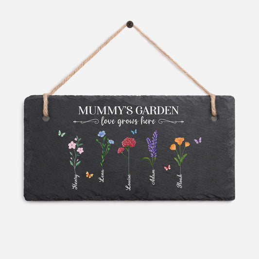 2714AUK1 personalised mumgrannys garden love grows here_ uv printed slate garden sign 2714ae8p7a