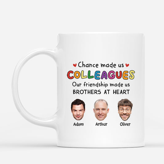 2727MUK1 chance made us colleagues our friendship made us sisters at heart custom mug with faces_9d62782d ed25 4b2d be54 01a65f238e65