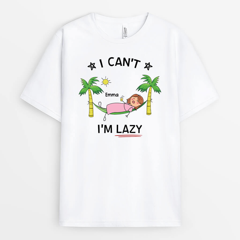 2737AUK1 i cant im lazy custom t shirt uk for women