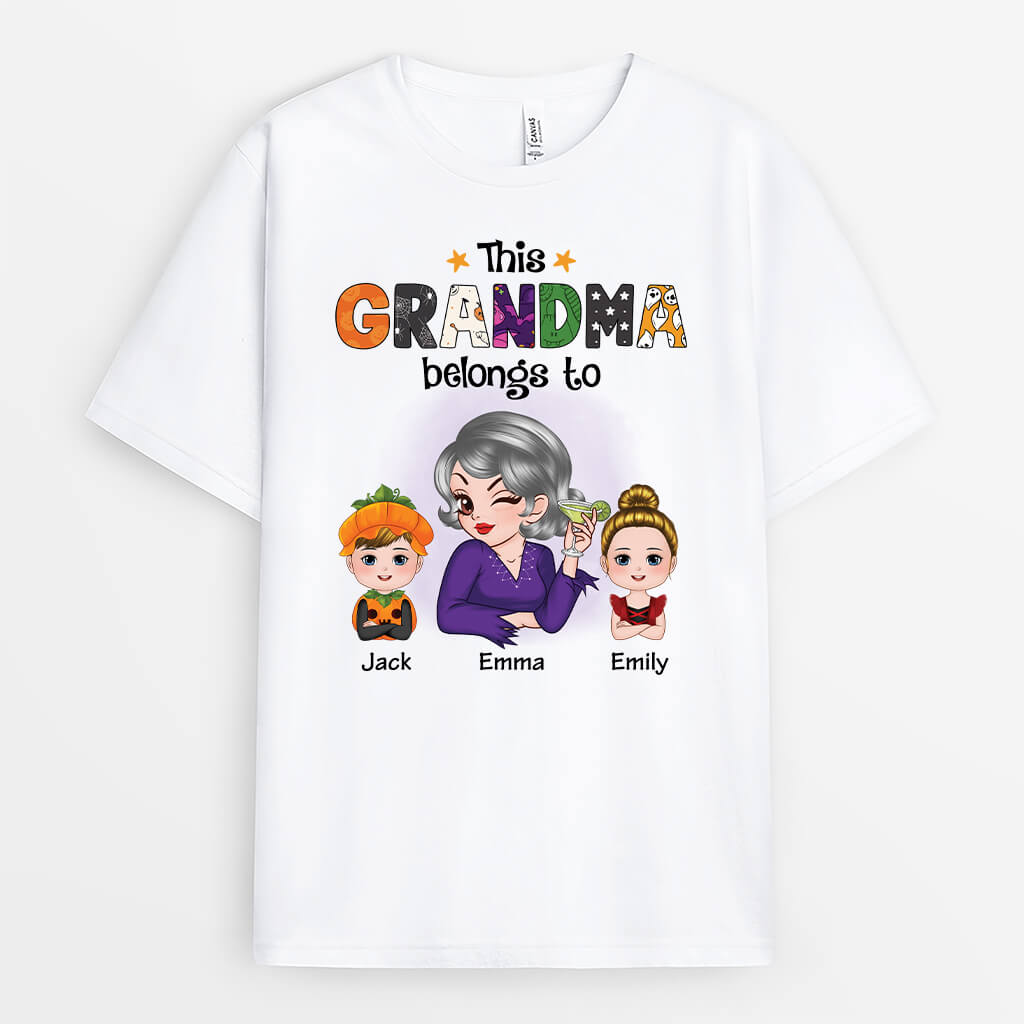 2753AUK1 grandma mummy belongs to t shirt customised autumn themed gifts