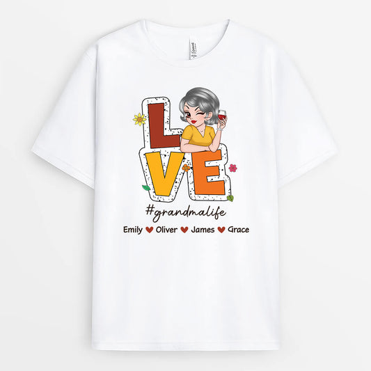2780AUK1 love _grandmalife t shirt personalised presents for grandma