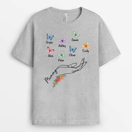 2782AUK2 mum and butterfly t shirt personalised presents for mum