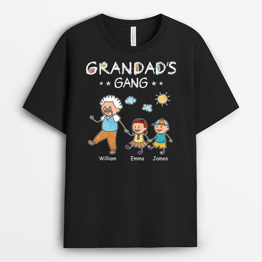 2793AUK1 grandads gang walking with the grandkids t shirt personalised gift for grandad