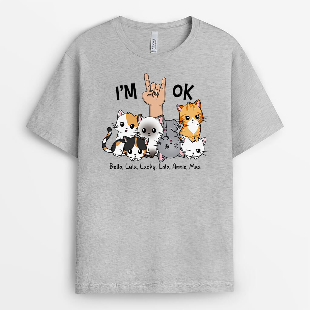 2796AUK2 im ok t shirt personalised cat themed presents