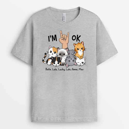 2796AUK2 im ok t shirt personalised cat themed presents