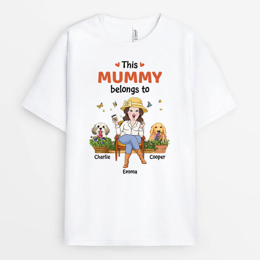 2804AUK1 this mummy belongs to t shirt personalised dog themed presents