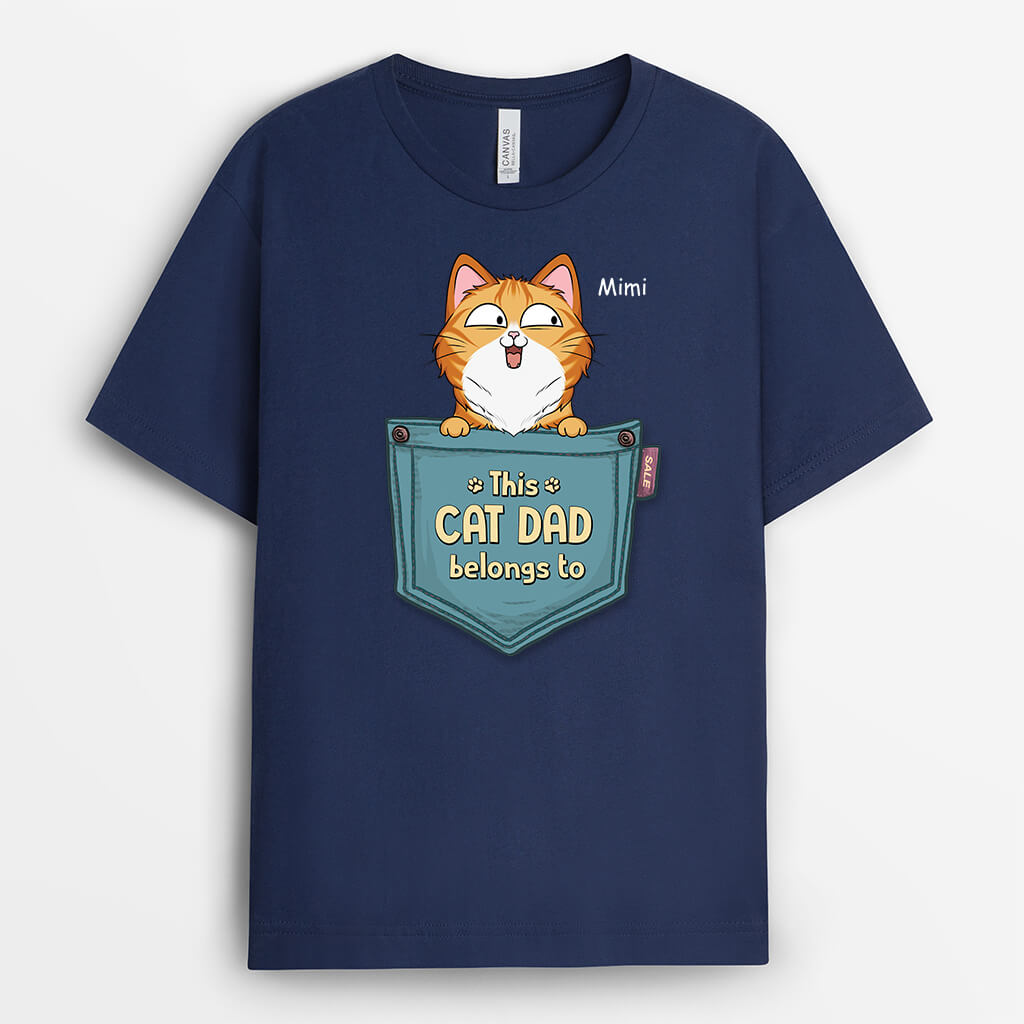 2816AUK2 this cat dad belongs to t shirt personalised cat lover present ideas