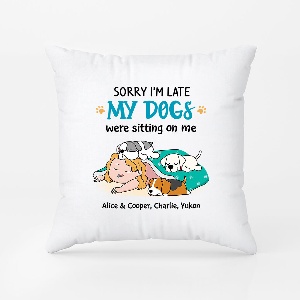 2827PUK1 sorry im late pillow funny personalised dog gifts for owners
