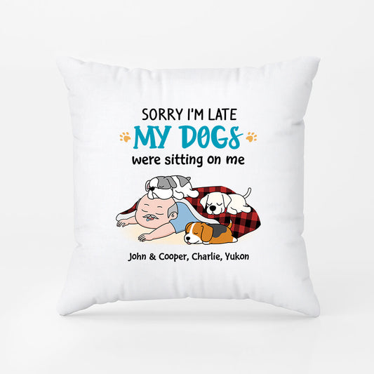 2827PUK2 sorry im late pillow funny personalised dog gifts for owners