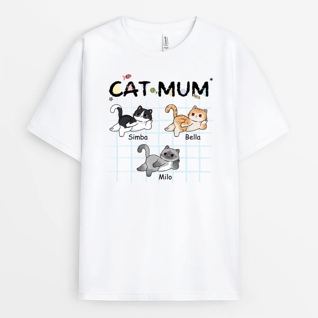 2848AUK1 cat mum t shirt personalised cat themed gifts