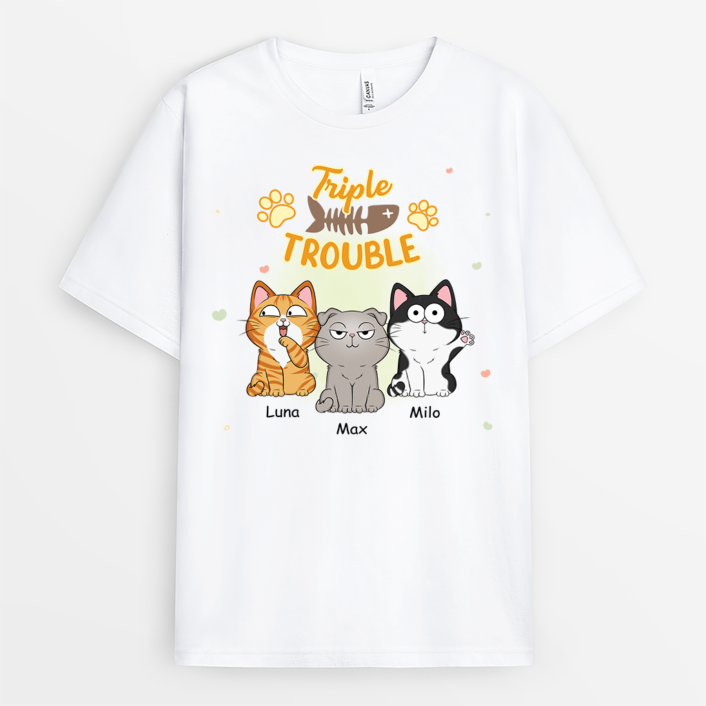 2852AUK1 personalized cat shirts for humans triple trouble cat shirt 2852A5Z8D