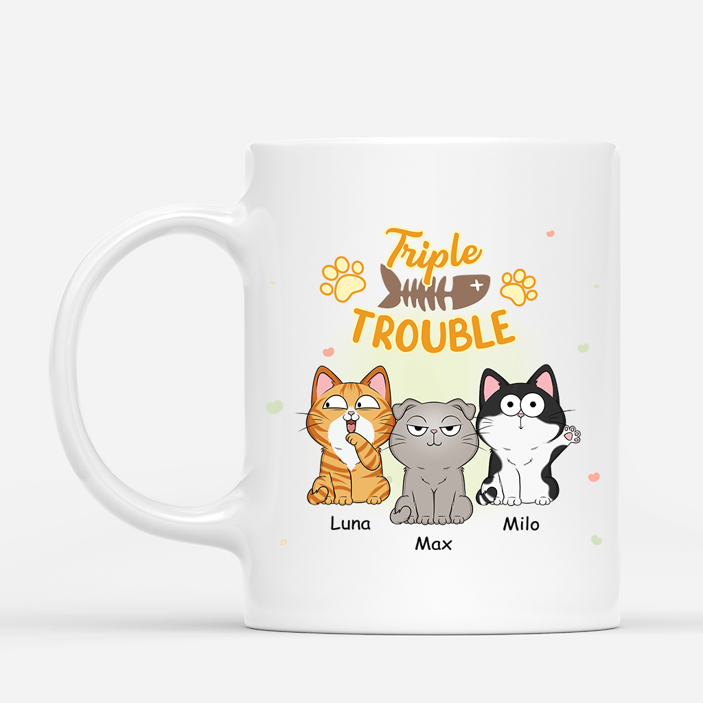 2852MUK1 personalized cat gifts for humans triple trouble cat mug 2852M5Z8D