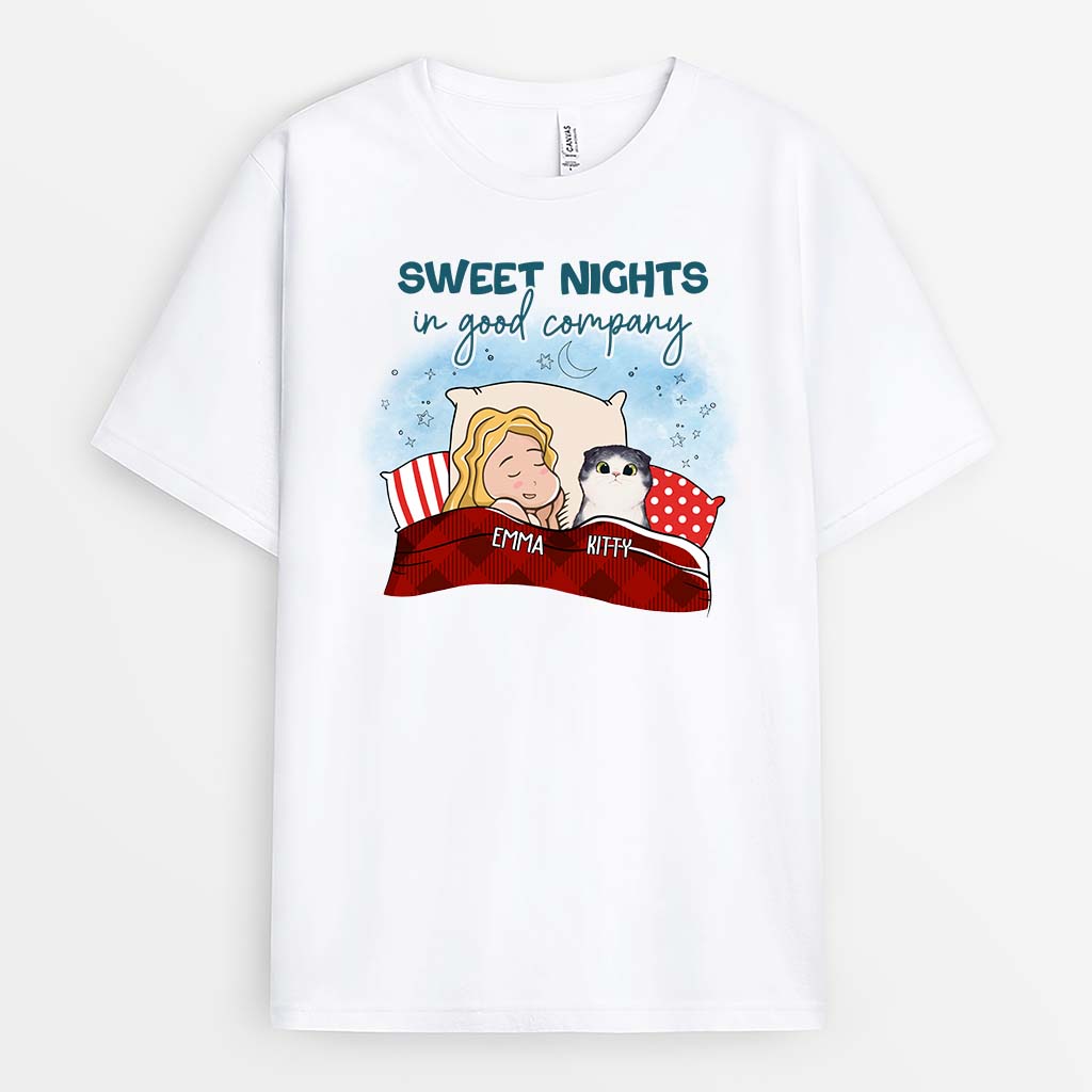2859AUK1 sweet nights in good company t shirt personalised gifts for cat lovers