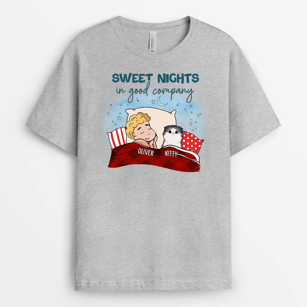 2859AUK2 sweet nights in good company t shirt personalised gifts for cat lovers