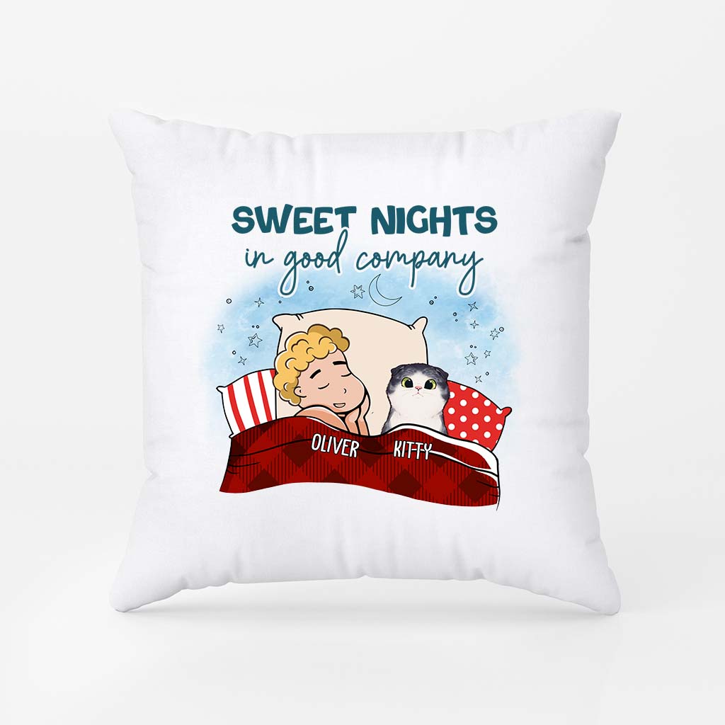 2859PUK2 sweet nights in good company pillow personalised gifts for cat owners