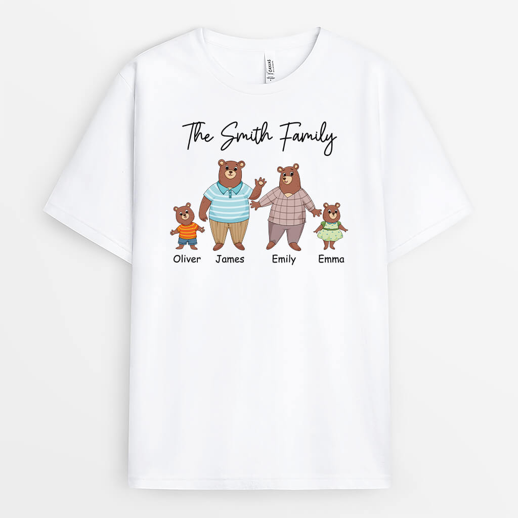 2863AUK1 the smith family bear t shirt personalised presents for parents