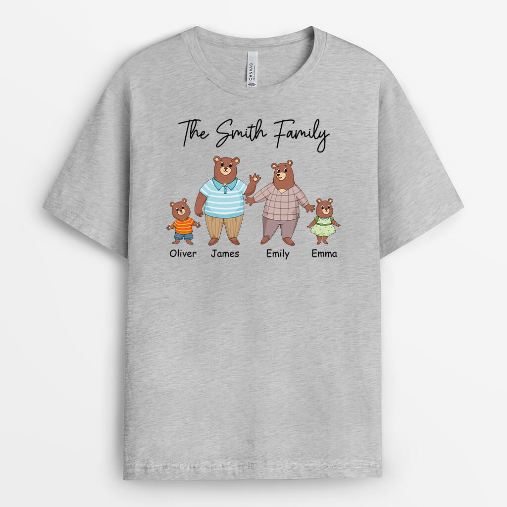 2863AUK2 the smith family bear t shirt personalised presents for parents