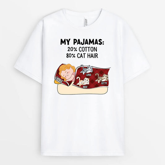 2866AUK1 my pajamas 20_ cotton 80_ cat hair t shirt personalised t shirt ideas for cat mum