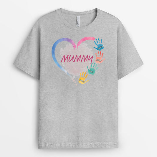 2869AUK2 personalised heart kidss handprints grandma t shirt personalised gifts for grandma