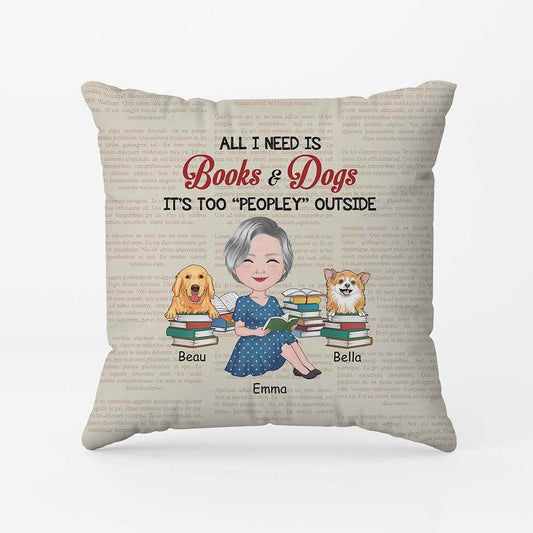 2873PUK2 books dogs pillow personalised gift ideas for dog mum