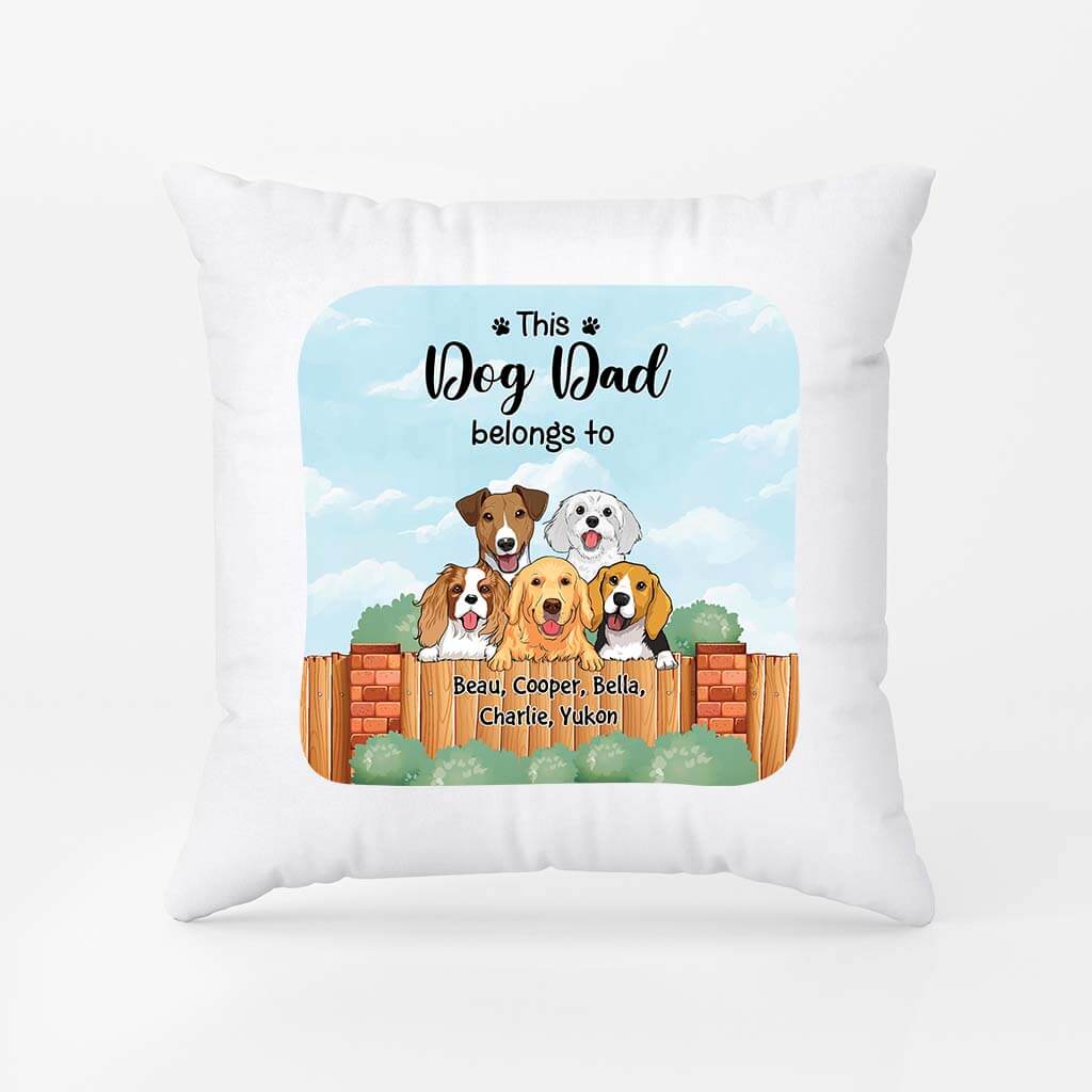 2875PUK1 this dog dad belongs to pillow personalised gift ideas fordad