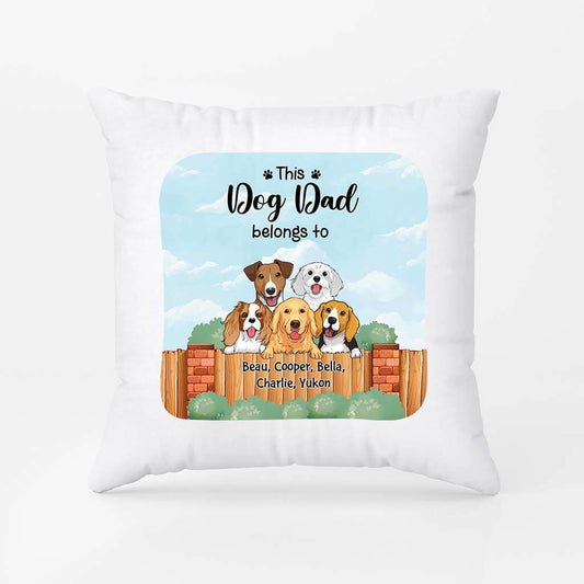 2875PUK1 this dog dad belongs to pillow personalised gift ideas fordad
