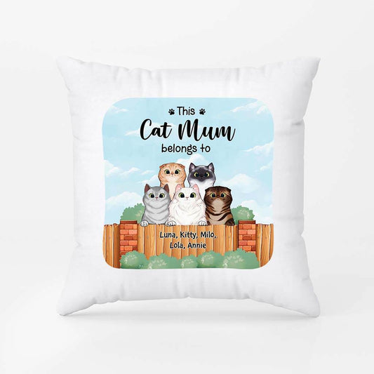 2875PUK2 this cat mum belongs to pillow personalised gifts for mum