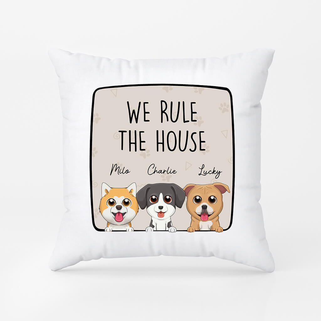 2884PUK1 we rule the house pillow personalised gifts for dog owners