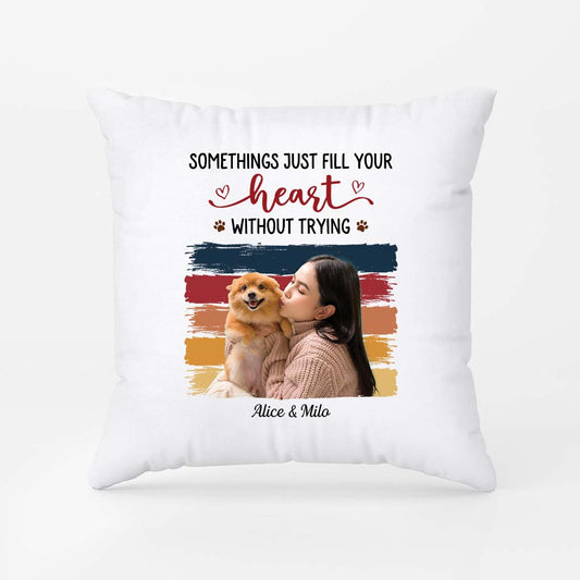 2885PUK2 somethings just fill your heart pillow personalised gift ideas for dog lover