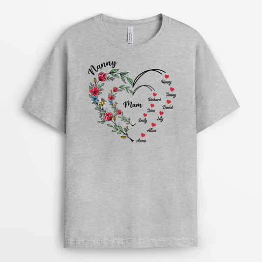 2886AUK2 grandma heart t shirt personalised gifts for grandma