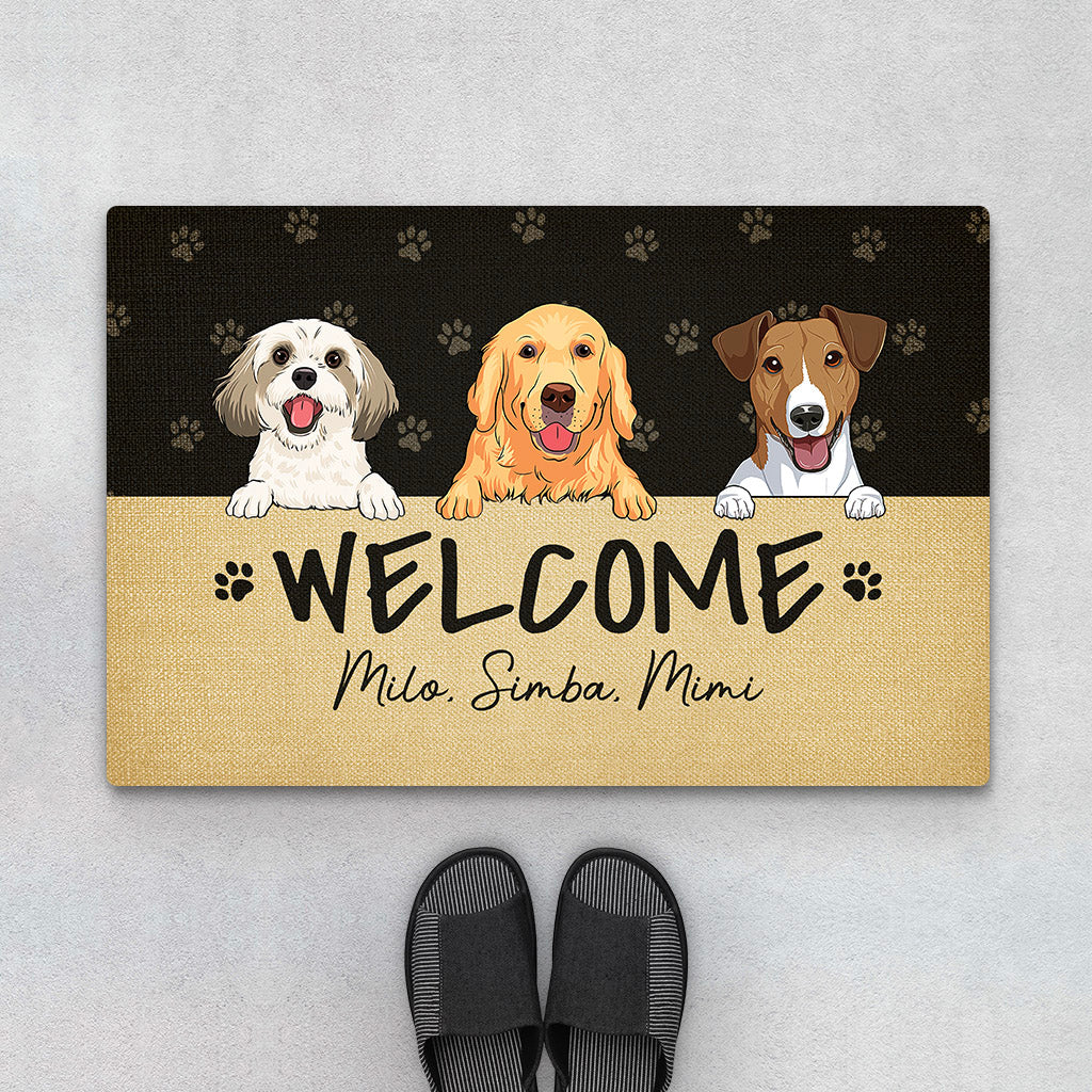 2888DUK1 welcome with dog doormat cute personalised gifts_c5adc55a 17fc 4c52 9b7d 218e182338ea